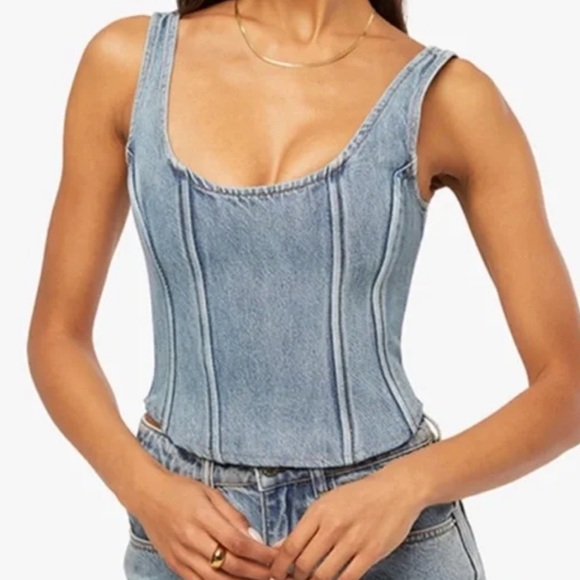 WeWoreWhat Denim Corset Top - Picture 2 of 4